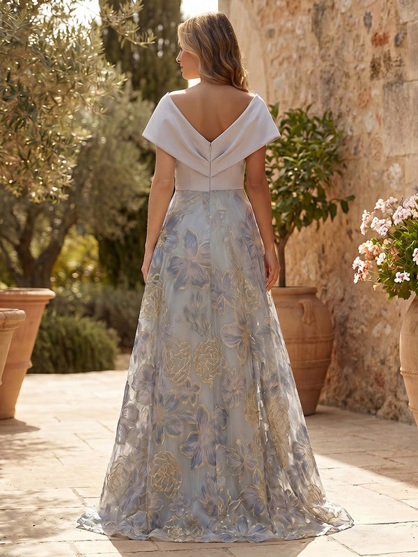 Jacquard Sheath/Column Off Shoulder Floor-Length Mother of the Bride & Groom Dresses with Ruched Waist