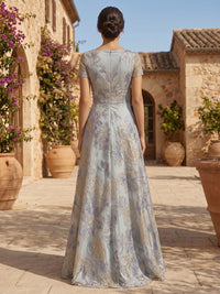 Jacquard Sheath/Column V-Neck Floor-Length Mother of the Bride & Groom Dresses with Ruched Waist