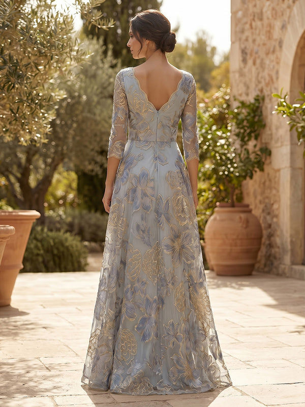 Jacquard Sheath/Column V-Neck Floor-Length Mother of the Bride & Groom Dresses with Ruched Waist