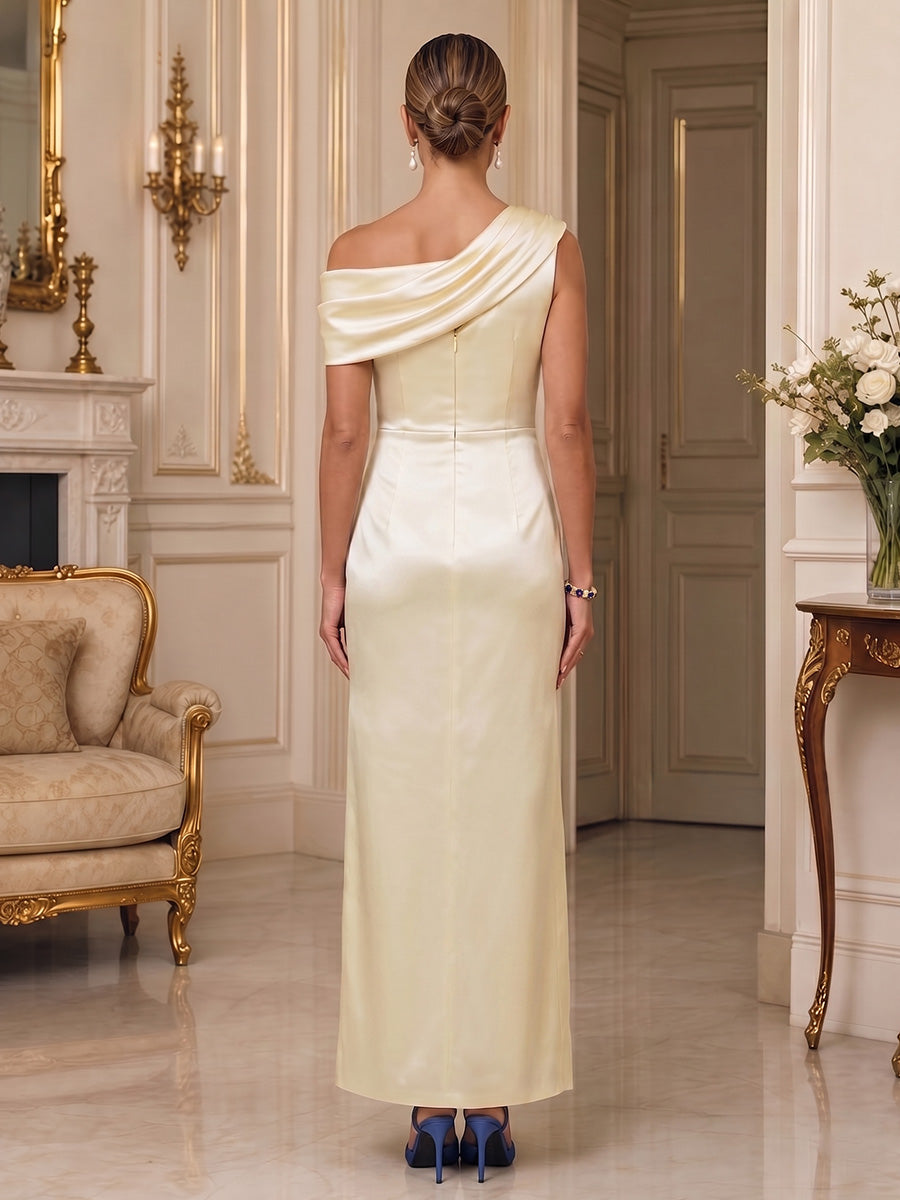 Floral Print Sheath/Column Off Shoulder Floor-Length Mother of the Bride & Groom Dresses with Ruched Waist