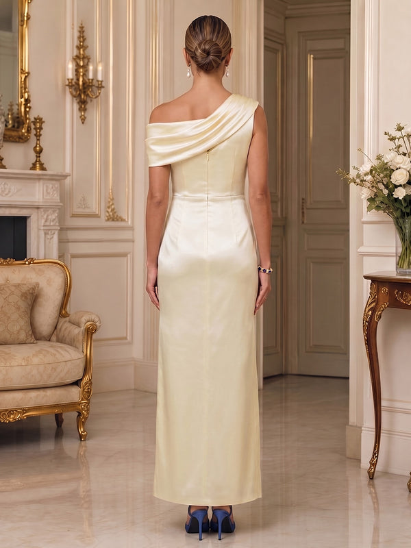 Floral Print Sheath/Column Off Shoulder Floor-Length Mother of the Bride & Groom Dresses with Ruched Waist