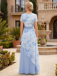 Floral Print A-Line/Princess Square Neck Floor-Length Mother of the Bride & Groom Dresses for Women