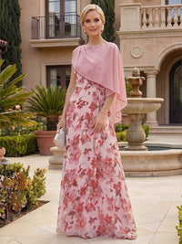 Floral Print A-Line/Princess Scoop Neck Floor-Length Mother of the Bride & Groom Dresses for Women