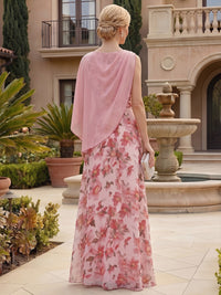 Floral Print A-Line/Princess Scoop Neck Floor-Length Mother of the Bride & Groom Dresses for Women