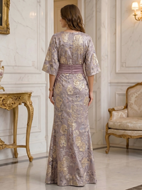 Jacquard Sheath/Column Scoop Neck Floor-Length Mother of the Bride & Groom Dresses with Ruched Waist
