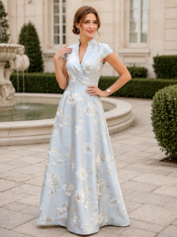 Jacquard A-Line/Princess V-Neck Floor-Length Mother of the Bride & Groom Dresses for Women