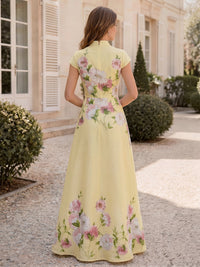 Floral Print A-Line/Princess V-Neck Floor-Length Mother of the Bride & Groom Dresses for Women
