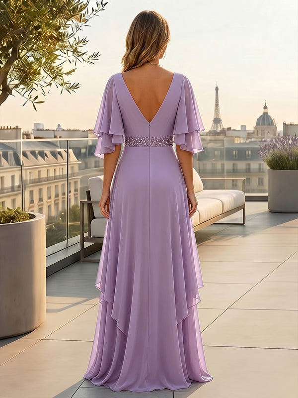 Chiffon A-Line/Princess Square Neck Floor-Length Mother of the Bride & Groom Dresses with Pleats