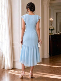 Chiffon A-Line/Princess V-Neck High-Low Mother of the Bride & Groom Dresses with Pleats