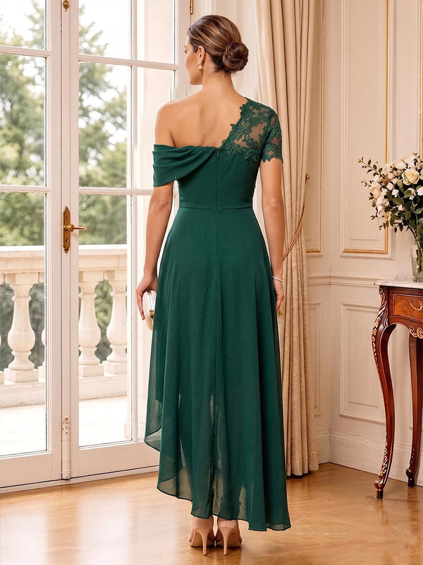 Chiffon A-Line/Princess Off Shoulder High-Low Mother of the Bride & Groom Dresses with Pleats