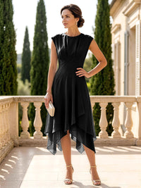 Chiffon A-Line/Princess Scoop Neck Midi-Length Mother of the Bride & Groom Dresses with Ruched Waist
