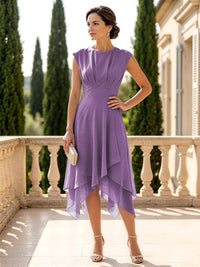 Chiffon A-Line/Princess Scoop Neck Midi-Length Mother of the Bride & Groom Dresses with Ruched Waist