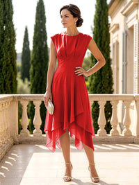 Chiffon A-Line/Princess Scoop Neck Midi-Length Mother of the Bride & Groom Dresses with Ruched Waist
