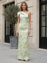 Jacquard Sheath/Column One Shoulder Floor-Length Mother of the Bride & Groom Dresses for Women