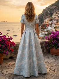 Jacquard A-Line/Princess V-Neck Floor-Length Mother of the Bride & Groom Dresses with 3D Flowers