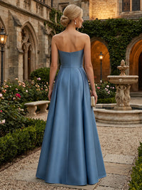 Satin A-Line/Princess Strapless Floor-Length Mother of the Bride & Groom Dresses with 3D Flowers