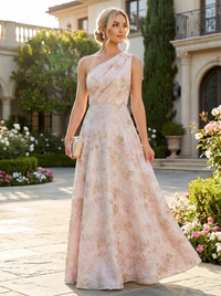 Jacquard A-Line/Princess One Shoulder Floor-Length Mother of the Bride & Groom Dresses for Women