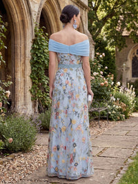 Floral Embroidery Sheath/Column Off Shoulder Floor-Length Mother of the Bride & Groom Dresses with Ruched Bodice