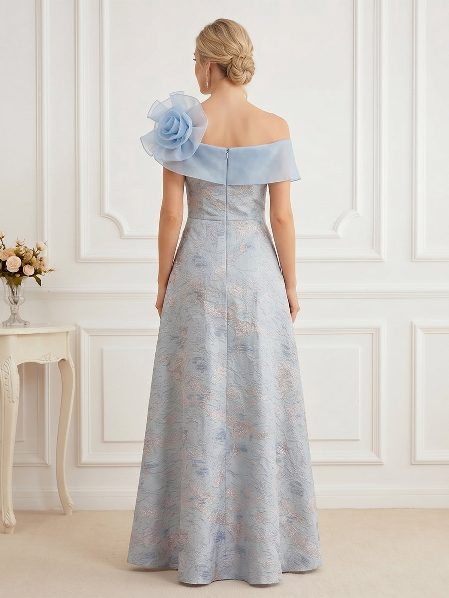 Jacquard A-Line/Princess Off Shoulder Floor-Length Mother of the Bride & Groom Dresses with Ruffles