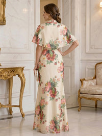 Floral Print Sheath/Column V-Neck Floor-Length Mother of the Bride & Groom Dresses for Women