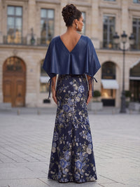 Floral Print Sheath/Column V-Neck Floor-Length Mother of the Bride & Groom Dresses with Slit