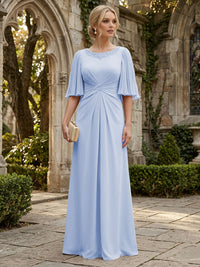 Chiffon A-Line/Princess Scoop Neck Floor-Length Mother of the Bride & Groom Dresses with Ruched Waist