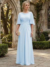 Chiffon A-Line/Princess Scoop Neck Floor-Length Mother of the Bride & Groom Dresses with Ruched Waist