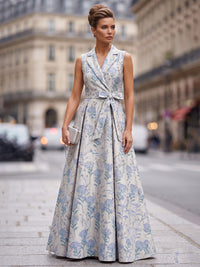 Jacquard A-Line/Princess V-Neck Floor-Length Mother of the Bride & Groom Dresses with Belt