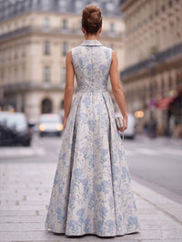 Jacquard A-Line/Princess V-Neck Floor-Length Mother of the Bride & Groom Dresses with Belt