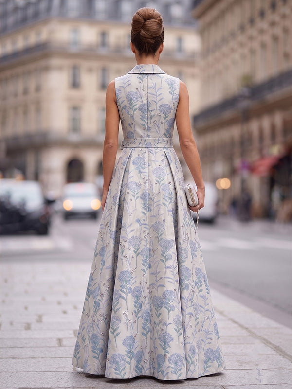 Jacquard A-Line/Princess V-Neck Floor-Length Mother of the Bride & Groom Dresses with Belt