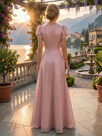 A-Line/Princess Scoop Neck Tea-Length Mother of the Bride & Groom Dresses with Ruffles & Ruched Waist
