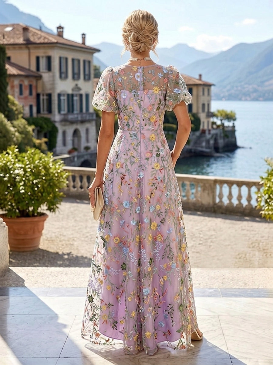 Floral Embroidery A-Line/Princess Scoop Neck High-Low Mother of the Bride & Groom Dresses with Pockets