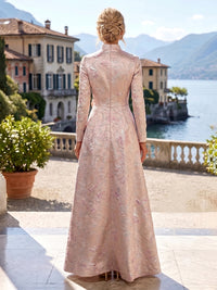 Jacquard A-Line/Princess V-Neck Floor-Length Mother of the Bride & Groom Dresses with Ruched Waist & Pockets