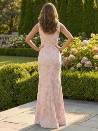 Jacquard Sheath/Column Asymmetric Neck Floor-Length Mother of the Bride & Groom Dresses with Cut-outs