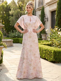 Jacquard Sheath/Column Scoop Neck Floor-Length Mother of the Bride & Groom Dresses with Cut-outs