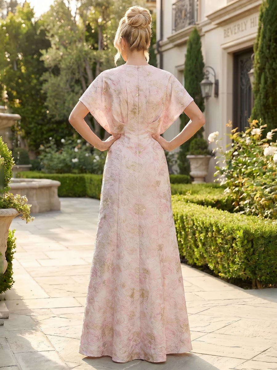 Jacquard Sheath/Column Scoop Neck Floor-Length Mother of the Bride & Groom Dresses with Cut-outs