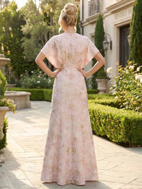 Jacquard Sheath/Column Scoop Neck Floor-Length Mother of the Bride & Groom Dresses with Cut-outs