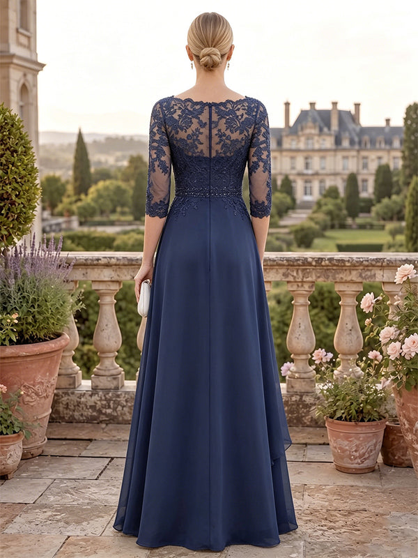 Chiffon A-Line/Princess Sweetheart Floor-Length Mother of the Bride & Groom Dresses with Lace Floral, Ruffles & Pleats
