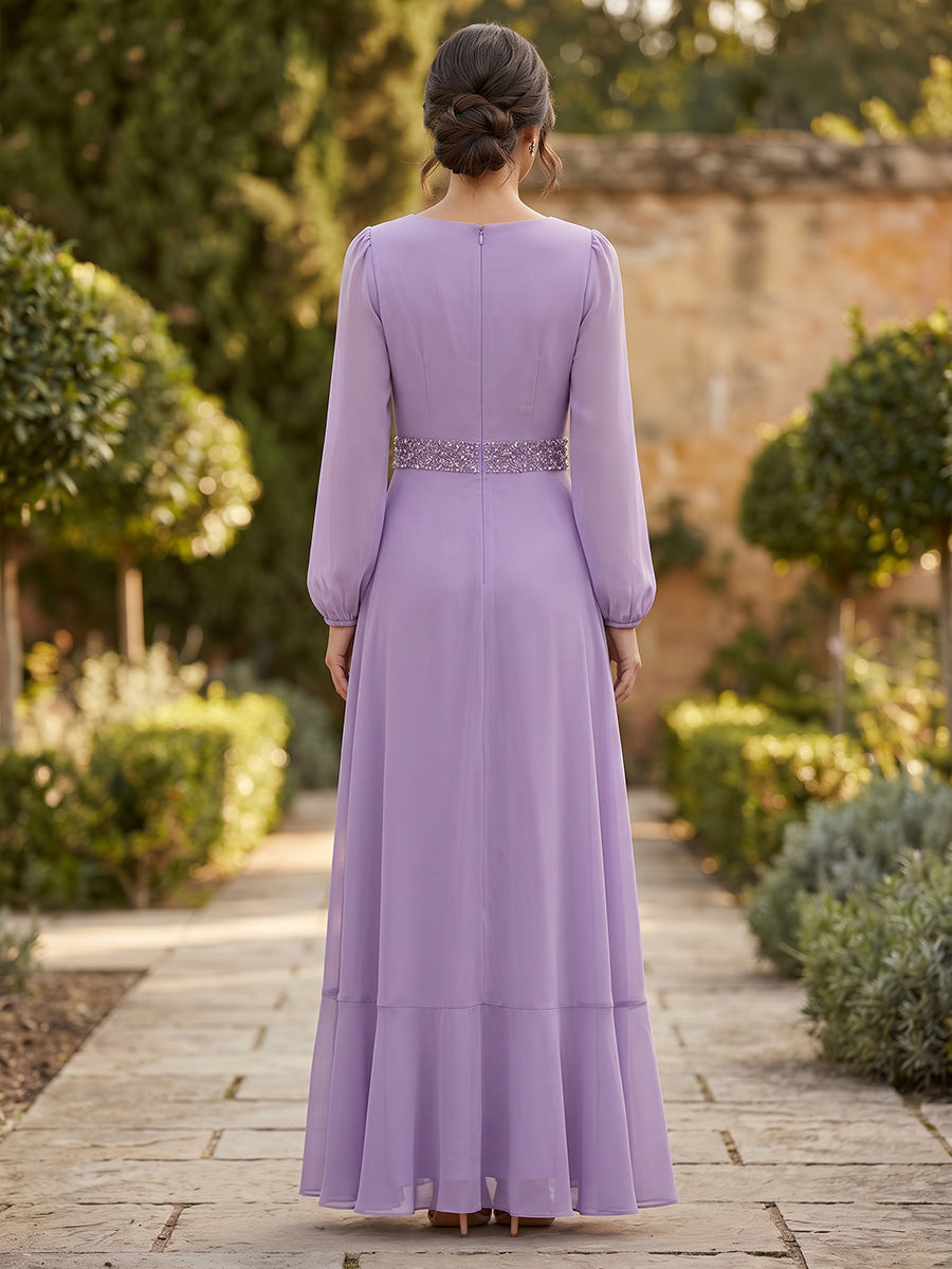 Chiffon A-Line/Princess V-Neck Floor-Length Mother of the Bride & Groom Dresses with Ruffles