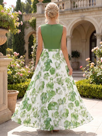 Floral Print A-Line/Princess Scoop Neck Floor-Length Mother of the Bride & Groom Dresses for Women