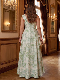 Plus Size Jacquard A-Line/Princess One Shoulder Floor-Length Mother of the Bride & Groom Dresses with Ruffles
