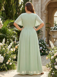 Plus Size Chiffon A-Line/Princess Scoop Neck Floor-Length Mother of the Bride & Groom Dresses with Pleats