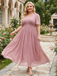 Plus Size Chiffon A-Line/Princess V-Neck Floor-Length Mother of the Bride & Groom Dresses with Pleats