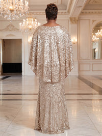 Plus Size Sequin Floral Sheath/Column Scoop Neck Floor-Length Mother of the Bride & Groom Dresses for Women