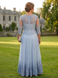 Plus Size Lace A-Line/Princess Scoop Neck Floor-Length Mother of the Bride & Groom Dresses with Pleats