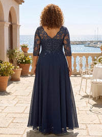 Plus Size Chiffon A-Line/Princess V-Neck Floor-Length Mother of the Bride & Groom Dresses with Lace Appliques