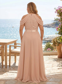 Plus Size Chiffon A-Line/Princess Off Shoulder Floor-Length Mother of the Bride & Groom Dresses with Pleats