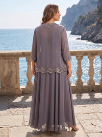 Plus Size Chiffon A-Line/Princess V-Neck Floor-Length Mother of the Bride & Groom Dresses with Pleats