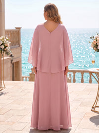 Plus Size Chiffon A-Line/Princess V-Neck Floor-Length Mother of the Bride & Groom Dresses with Ruffles