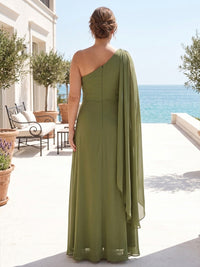 Plus Size Chiffon A-Line/Princess One Shoulder Floor-Length Mother of the Bride & Groom Dresses with Ruffles